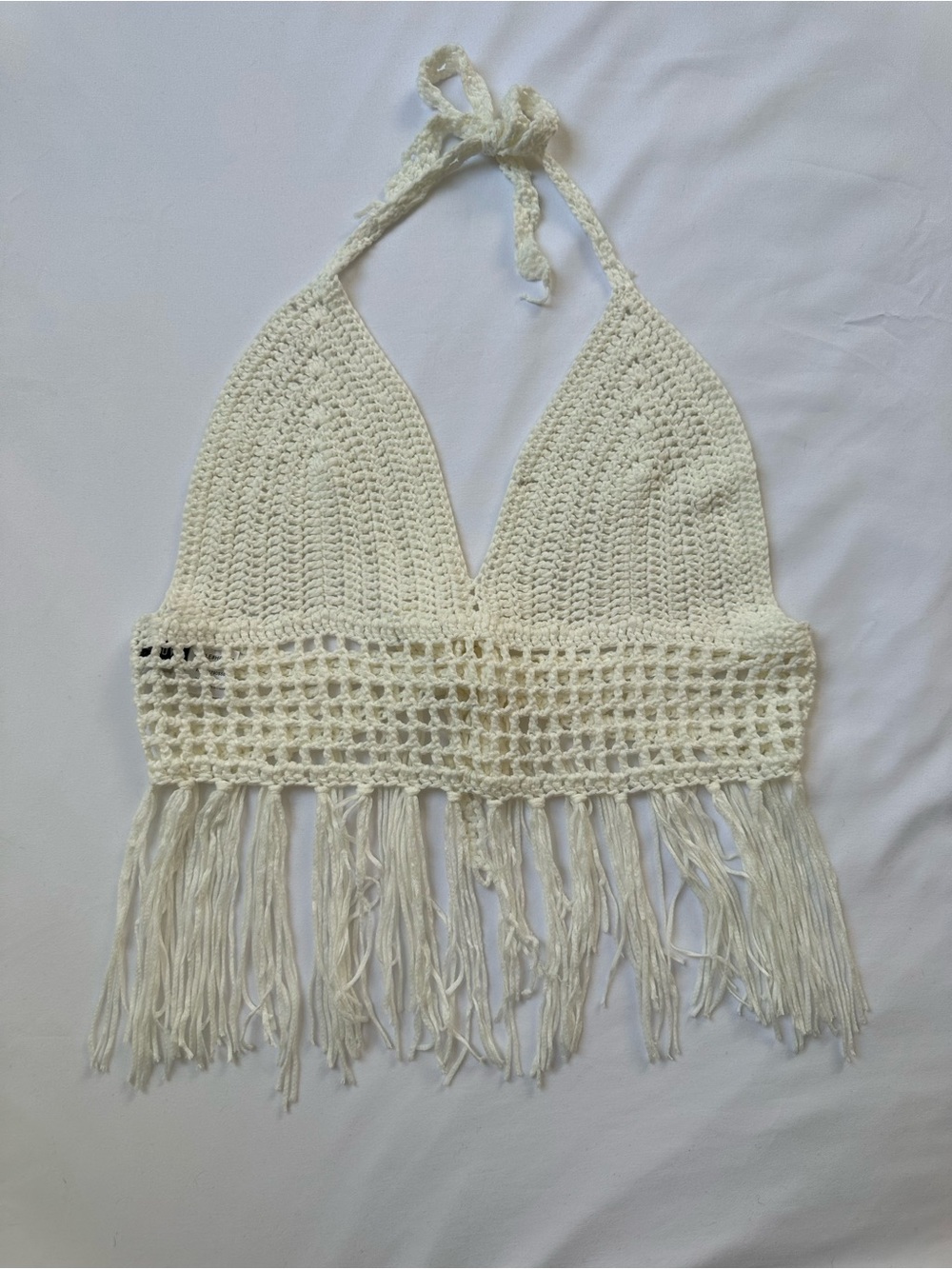Fashion Nova White Crochet Fringe Halter